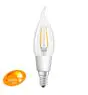 Osram Classic LED E14 Gebogene Spitze Kerze Fadenlampe Klar 4.5W 470lm - 827  | Dimmbar - Ersatz für 40W